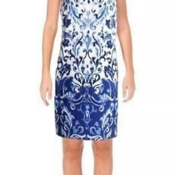 Polo Ralph Lauren Sz 4 White Blue Paisley Sheath Dress - Like New - Picture 4 of 6